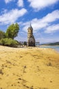 swamped church of San Roque near Villanueva de las Rozas, Cantabria, Spain Royalty Free Stock Photo