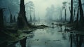 Mystical Swamp Landscape: A Southern Gothic-inspired Photo Of Thailand\'s Enigmatic White Sand Swamp