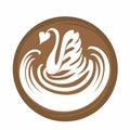 Swan Aflutter Coffee Latte Art Logo Icon with white background, Digital illustration Royalty Free Stock Photo