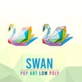 SWAN ANIMAL PET POP ART LOW POLY LINE LOGO ICON SYMBOL