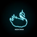 Swan bird neon shiny icon, vector illustration Royalty Free Stock Photo