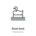 Swan boat outline vector icon. Thin line black swan boat icon, flat vector simple element illustration from editable entertainment