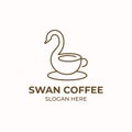 Swan Coffee Shop Logo. Simple Flat Logo Premium Vector
