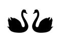 Swan couple vector.Swan silhouette. Royalty Free Stock Photo
