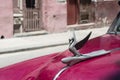 Swan emblem on a vintage car of the now disappeared Packard company, in Havana Cuba