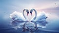 Swan Fall in Love Birds Couple Kiss Two Animal Heart. Generative AI Royalty Free Stock Photo