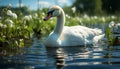 Swan glides gracefully on tranquil pond, reflecting beauty generated by AI Royalty Free Stock Photo