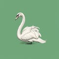 Minimalist Swan Sketch With Green And White Colors