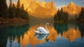 The swan at the heart of a pristine, rippling azure lake Royalty Free Stock Photo