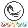 Swan Icons set Flat Graphic Design - Illustration Royalty Free Stock Photo