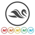 Swan Icons set Flat Graphic Design - Illustration Royalty Free Stock Photo