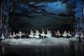 Swan Lake in the evening-ballet Swan Lake Royalty Free Stock Photo