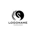 Swan logo,goose or duck icon design vector in trendy and abstract luxury line outline style Royalty Free Stock Photo