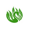 Swan Marijuana Leaf Nature Ecology Logo