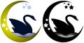 Set Swan with moon isolated