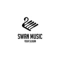 Swan music logo silhouette black and white logo