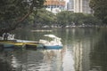 Swan paddle boats in Lumpini Park, Bangkok Royalty Free Stock Photo