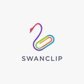 Swan paper clip logo icon vector template, office logo