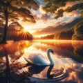Swan Serenade - Majestic Birds in Harmonious Waterside Ballet