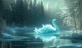 A swan is swimming in a lake Royalty Free Stock Photo