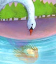 Swan transforms into girl