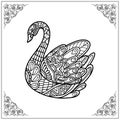 swan zentangle arts. isolated on black background Royalty Free Stock Photo