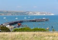 Swanage pier jetty and bay Dorset England UK