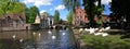 Swans at the Begijnhof and Minnewater Park in Bruges Royalty Free Stock Photo