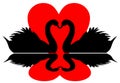 Swans and heart Valentine symbol