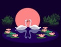 Swans in a Lily Pond