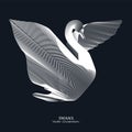 Swans line art vector illustration Royalty Free Stock Photo