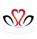 Swans in love vector illustration logo