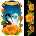 Swans and yellow Roses Royalty Free Stock Photo