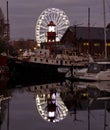 Swansea Marina Lighthouse Boat and Ferris Wheel Royalty Free Stock Photo
