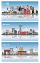 Swansea, Newport and Cardiff Wales City Skyline Set