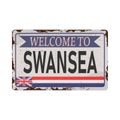 Swansea , United Kingdom , road sign vintage vector illustration, road table