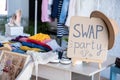 Swap Party invitation poster. Event for exchange of clothes, shoes, accessories