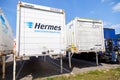 Swapbodys from parcel service hermes, stands on logistic depot in altentreptow
