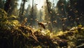 Recreation of swarm bees flying in the forest Royalty Free Stock Photo