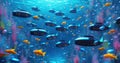 Swarm of solar powered robotic fish filtering microplastics from ocean, restoring marine ecosystems while swimming