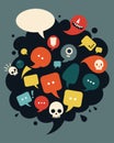 A swarm of speech bubbles filled with harmful words and toxic expectations creating an unwelcoming and hostile Royalty Free Stock Photo