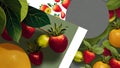 Swarms of realistic fruits illustration background