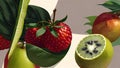 Swarms of realistic fruits illustration background