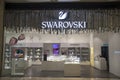 Swarovski swan symbol and logo on a store front in Genting Highlands