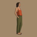 Swarthy girl standing in profile