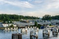 SWARTZ BAY, CANADA - JULY 14, 2019: top view ferry terminal major transportation facility british columbia