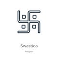 Swastica icon. Thin linear swastica outline icon isolated on white background from religion collection. Line vector swastica sign Royalty Free Stock Photo