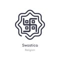 swastica outline icon. isolated line vector illustration from religion collection. editable thin stroke swastica icon on white