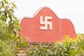 Swastika symbol on top of a temple