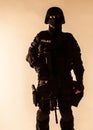 SWAT officer backlit Royalty Free Stock Photo